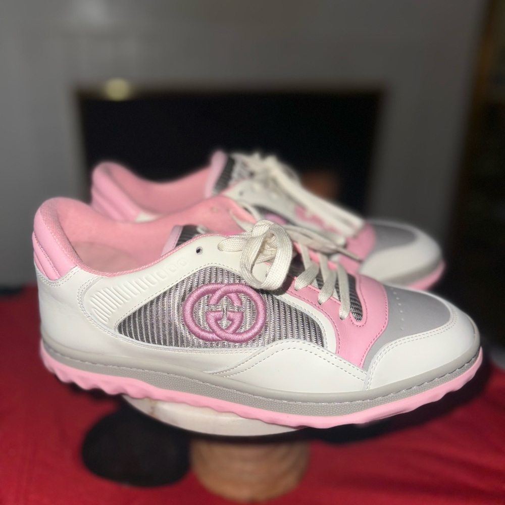 Authentic Gucci Women's Pink and Gray Sneakers - Picture 3 of 10